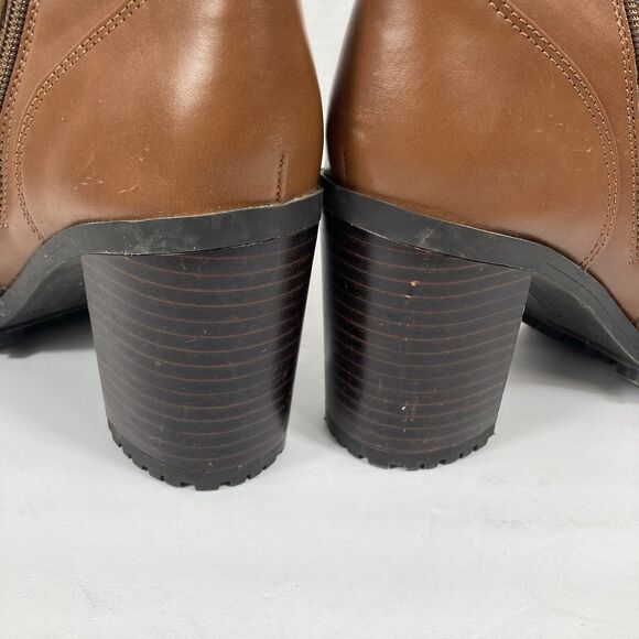 Chunky Brown Ankle Boots Tommy Hilfiger 7M Block Heel Booties LaceUp Grunge - Picture 12 of 14